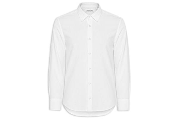 Camisa Masculina Manga Longa Gola Resort Blend De Linho - Branco