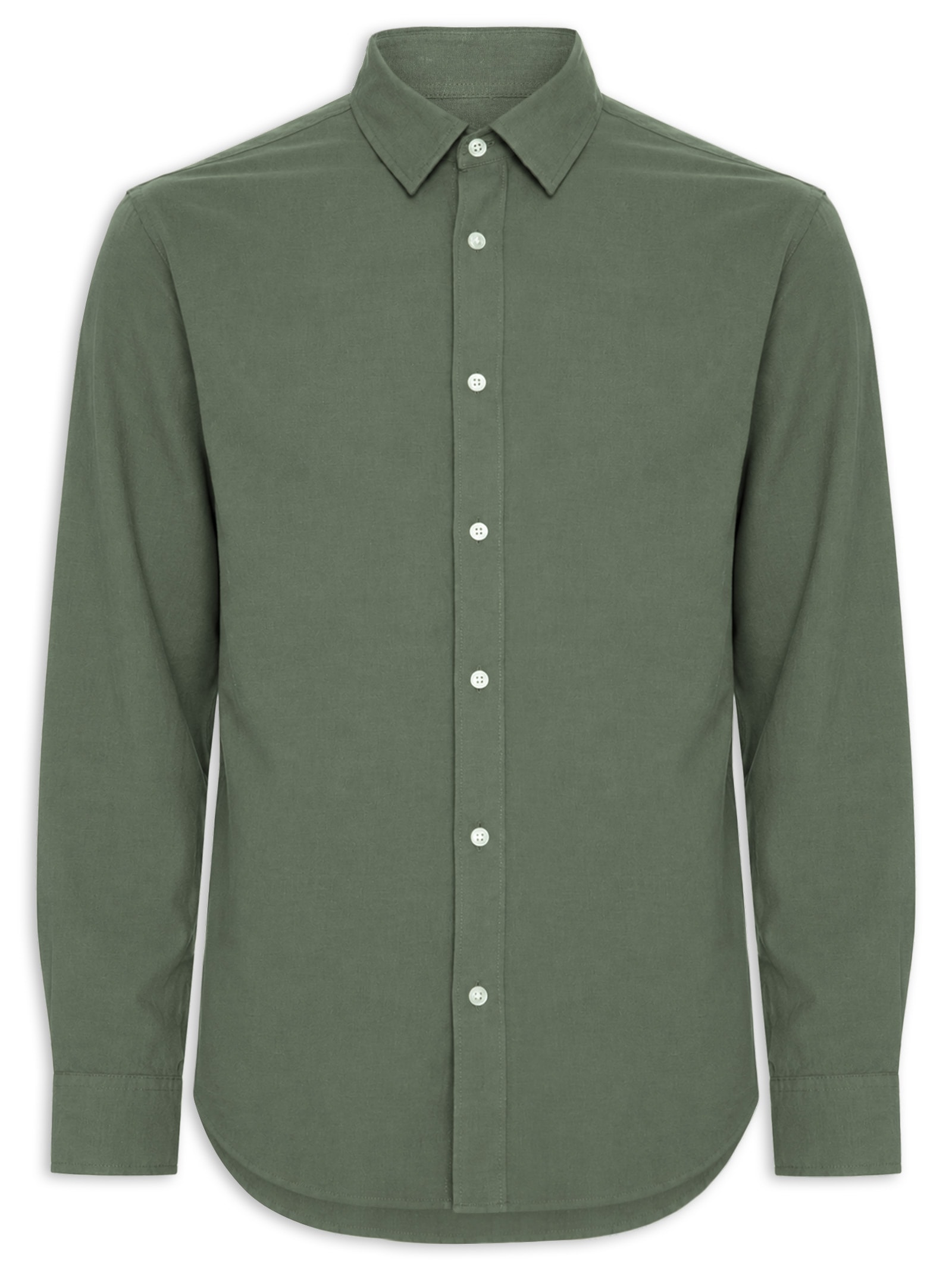 Camisa Masculina Manga Longa Gola Resort Blend De Linho Verde Jack & Jones