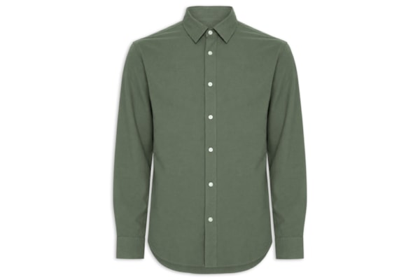 Camisa Masculina Manga Longa Gola Resort Blend De Linho - Verde