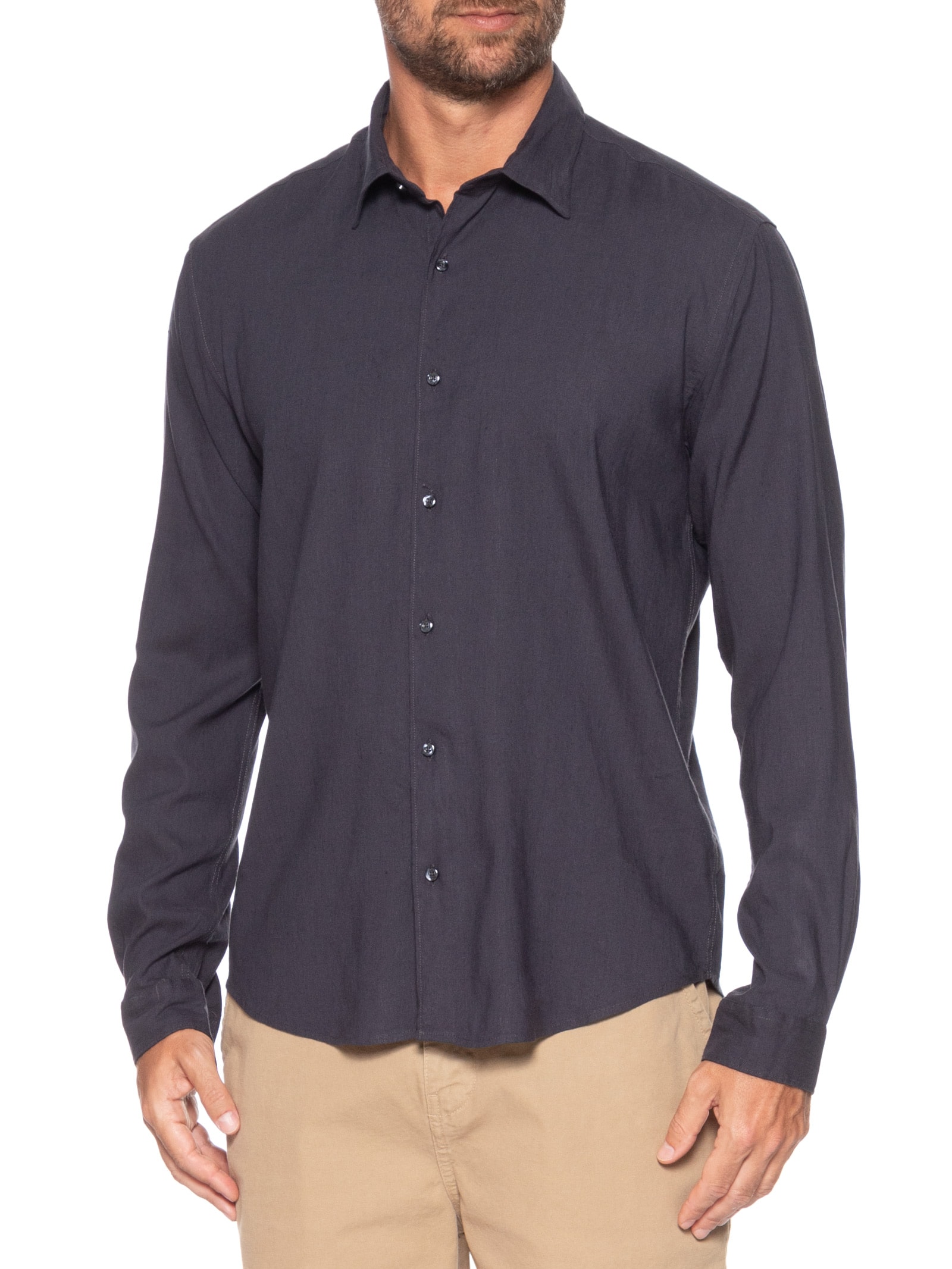 Camisa Masculina Manga Longa Linho Alvorada Azul Foxton