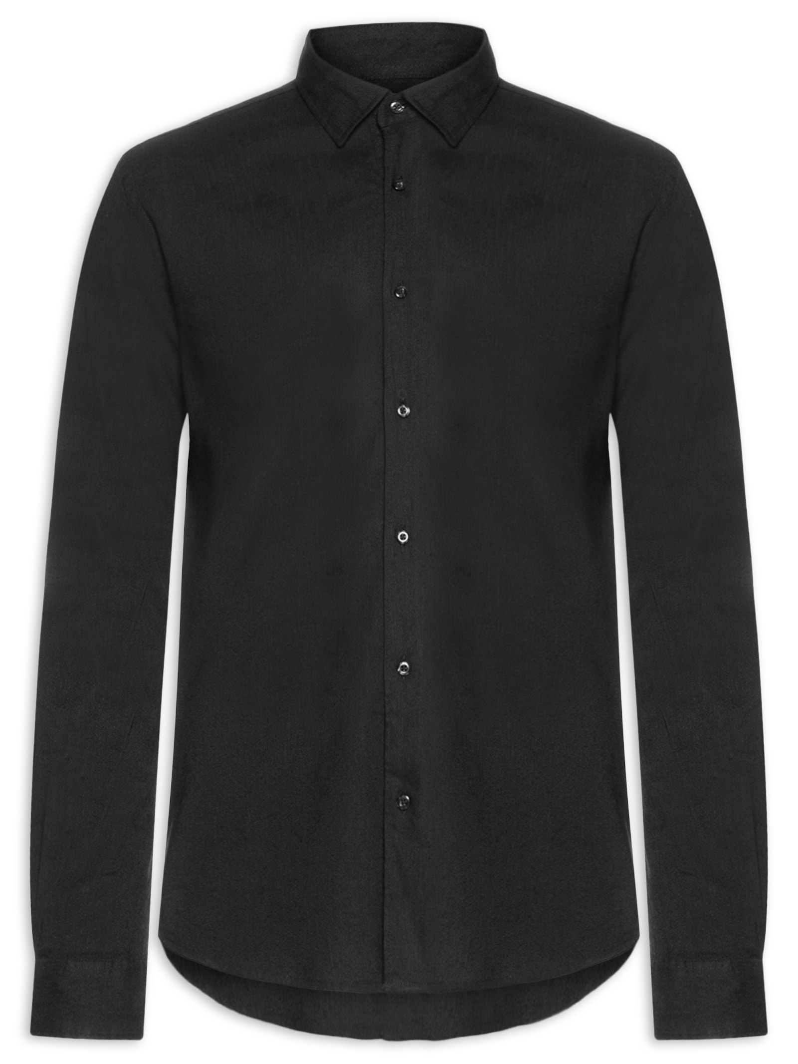 Camisa Masculina Manga Longa Linho Alvorada Preto Foxton