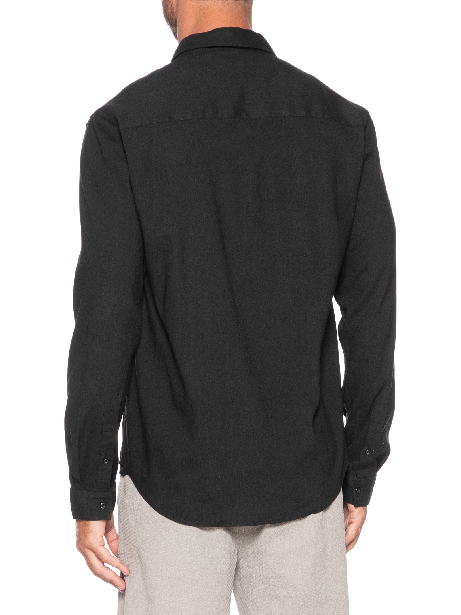 Camisa Masculina Manga Longa Linho Alvorada Preto Foxton