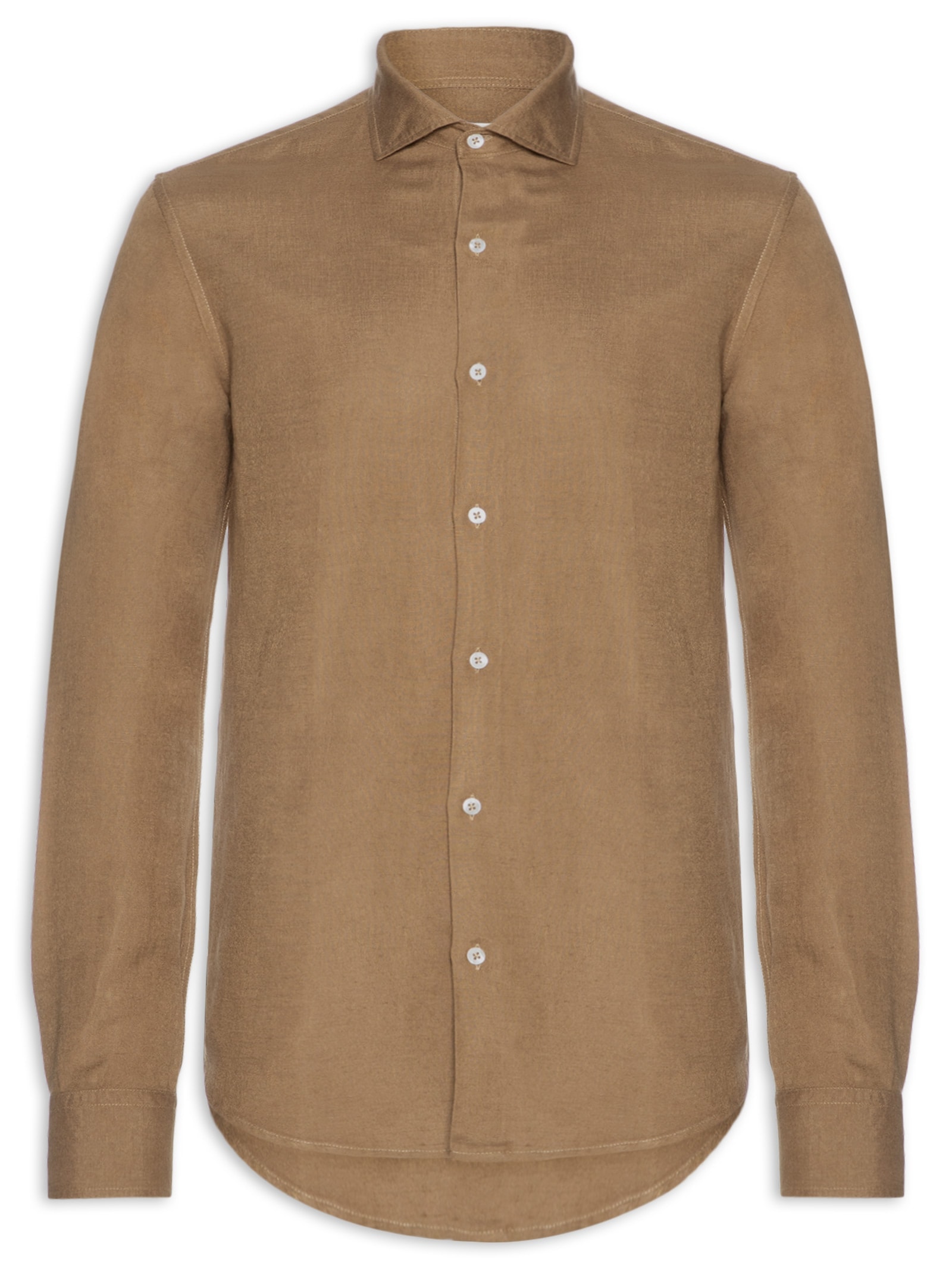 Camisa Masculina Manga Longa Linho Enseada New Marrom Foxton