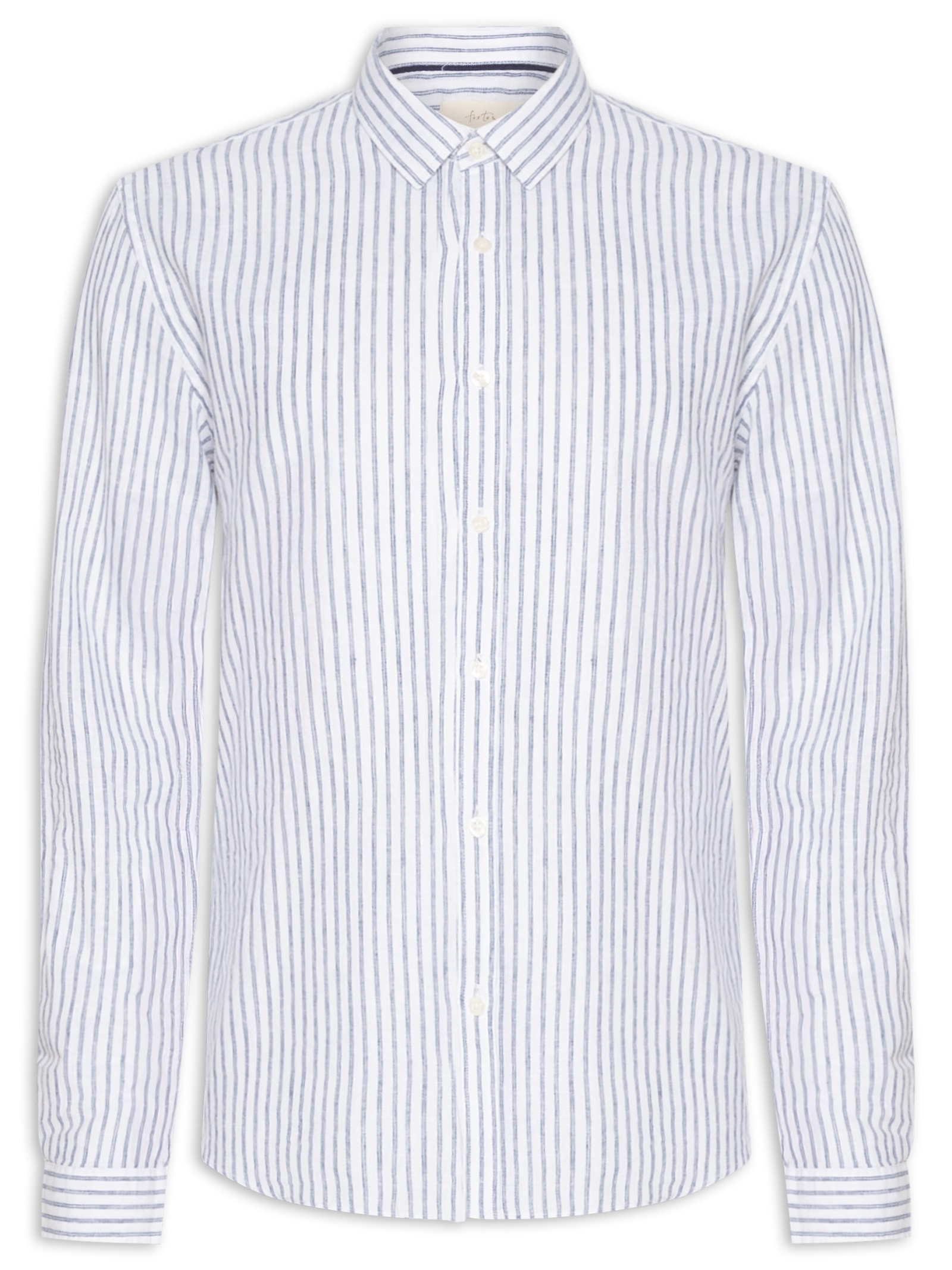 Camisa Masculina Manga Longa Linho Lastra Atalaia Azul Foxton