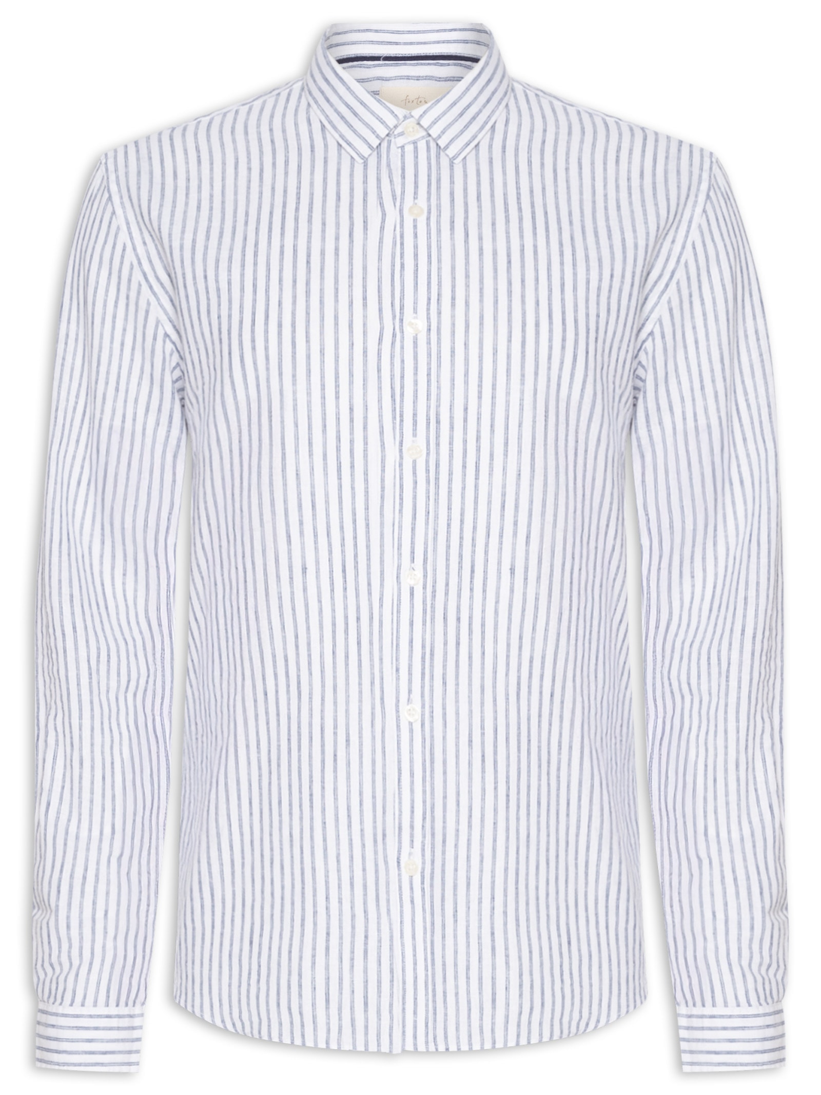 Camisa Masculina Manga Longa Linho Lastra Atalaia Azul Foxton