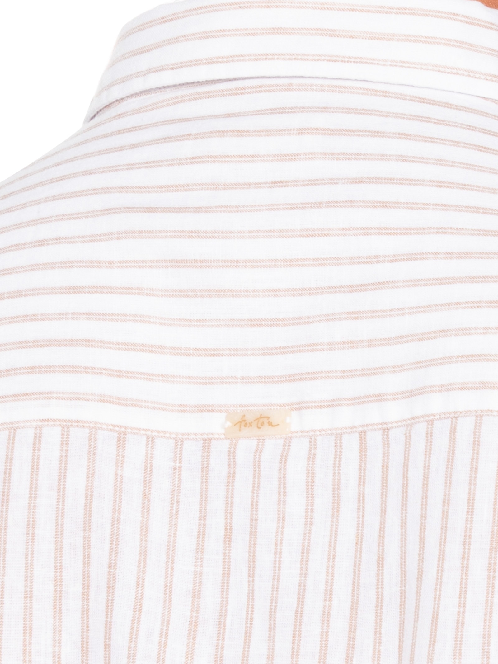 Camisa Masculina Manga Longa Linho Listra Atalaia Bege Foxton