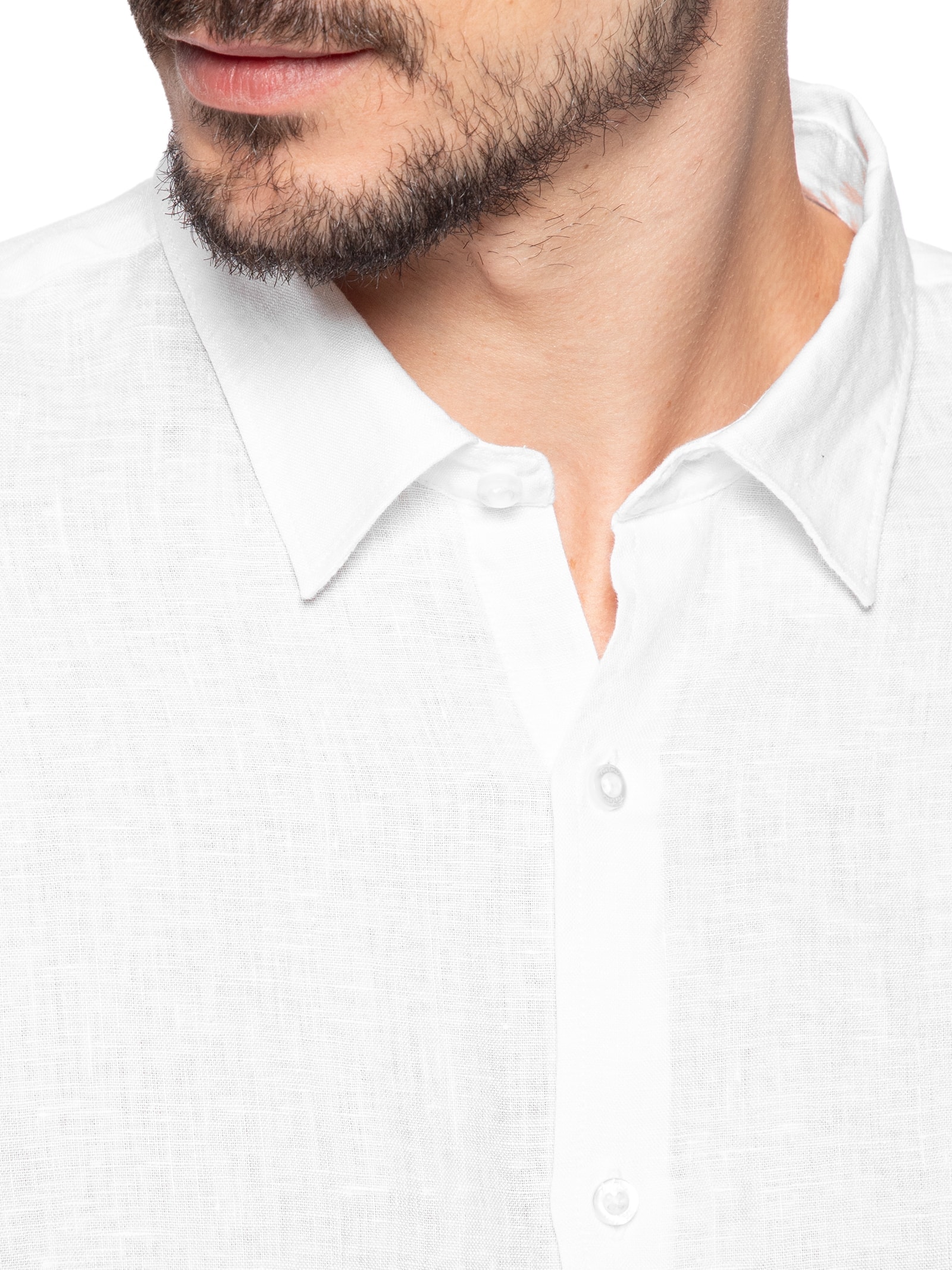 Camisa Masculina Manga Longa Linho Lumiar Branco Foxton