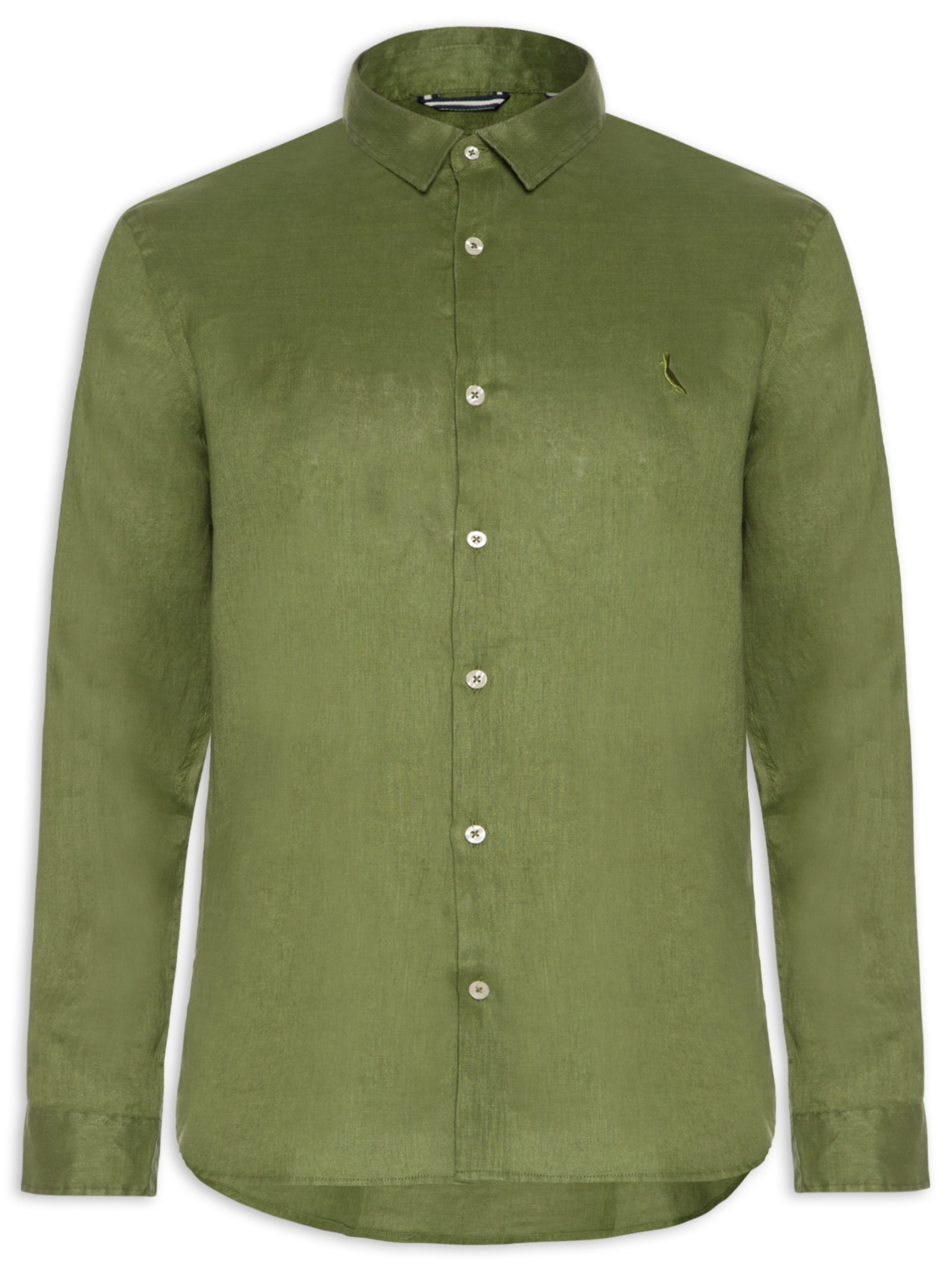 Camisa Masculina Manga Longa Linho Marrom Reserva