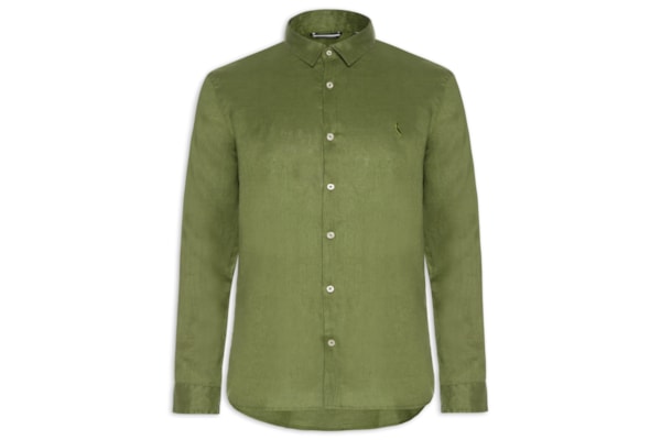 Camisa Masculina Manga Longa Linho - Marrom