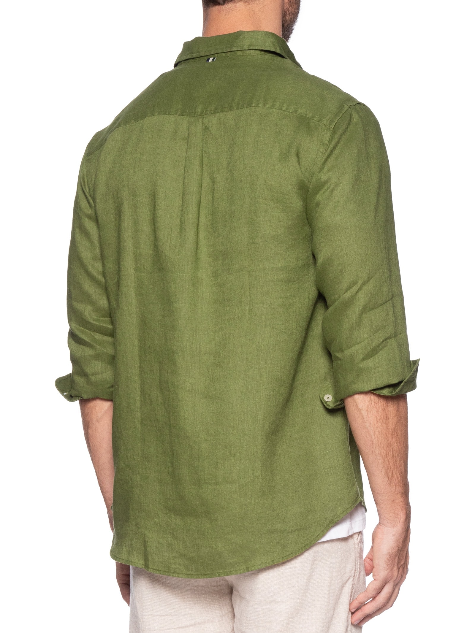 Camisa Masculina Manga Longa Linho Marrom Reserva