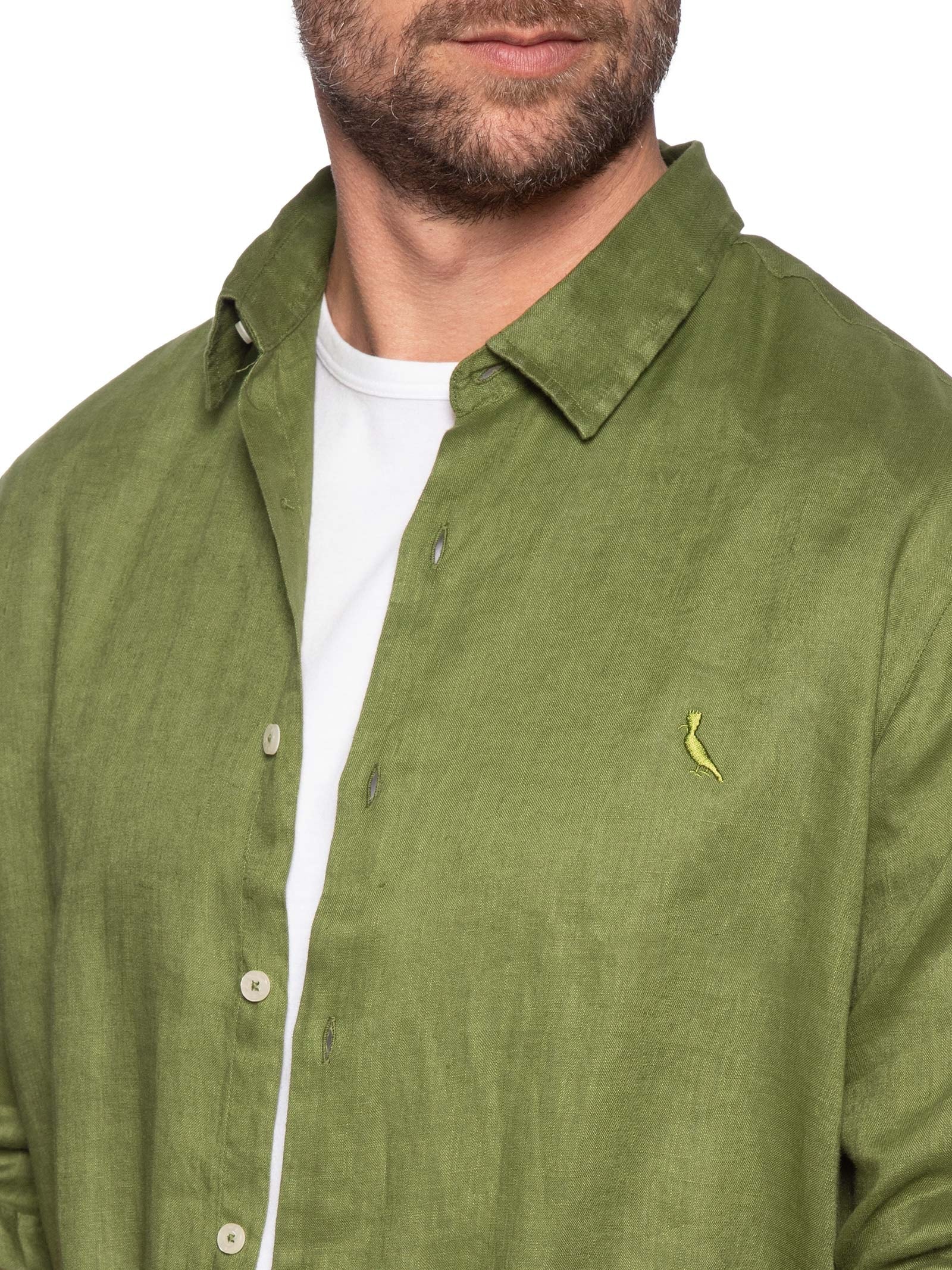 Camisa Masculina Manga Longa Linho Marrom Reserva