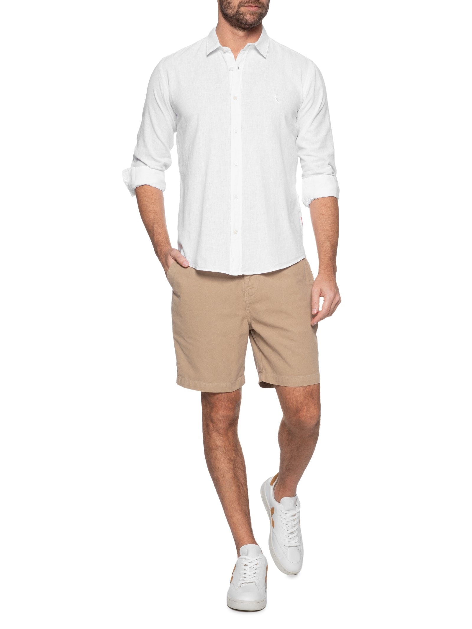 Camisa Masculina Manga Longa Linho Pienza Off White Reserva