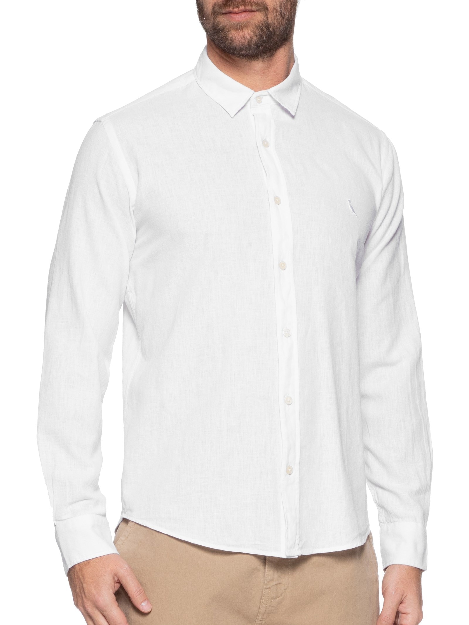 Camisa Masculina Manga Longa Linho Pienza Off White Reserva