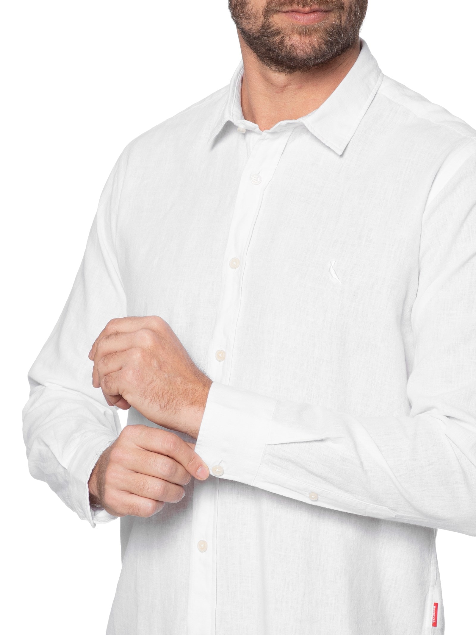 Camisa Masculina Manga Longa Linho Pienza Off White Reserva