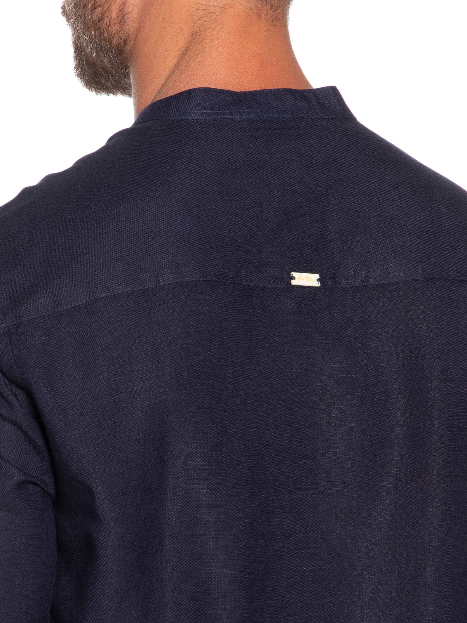 Camisa Masculina Manga Longa Linho Priest New II Azul Foxton