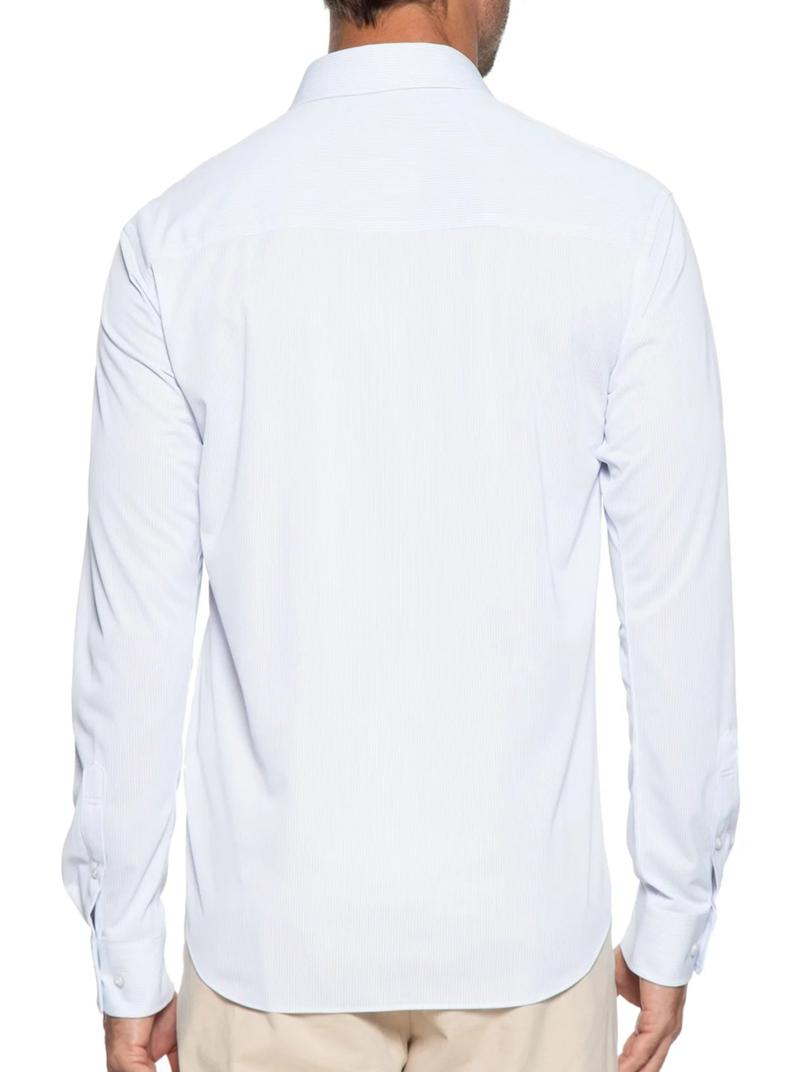 Camisa Masculina Manga Longa Listrada  Azul  Foxton