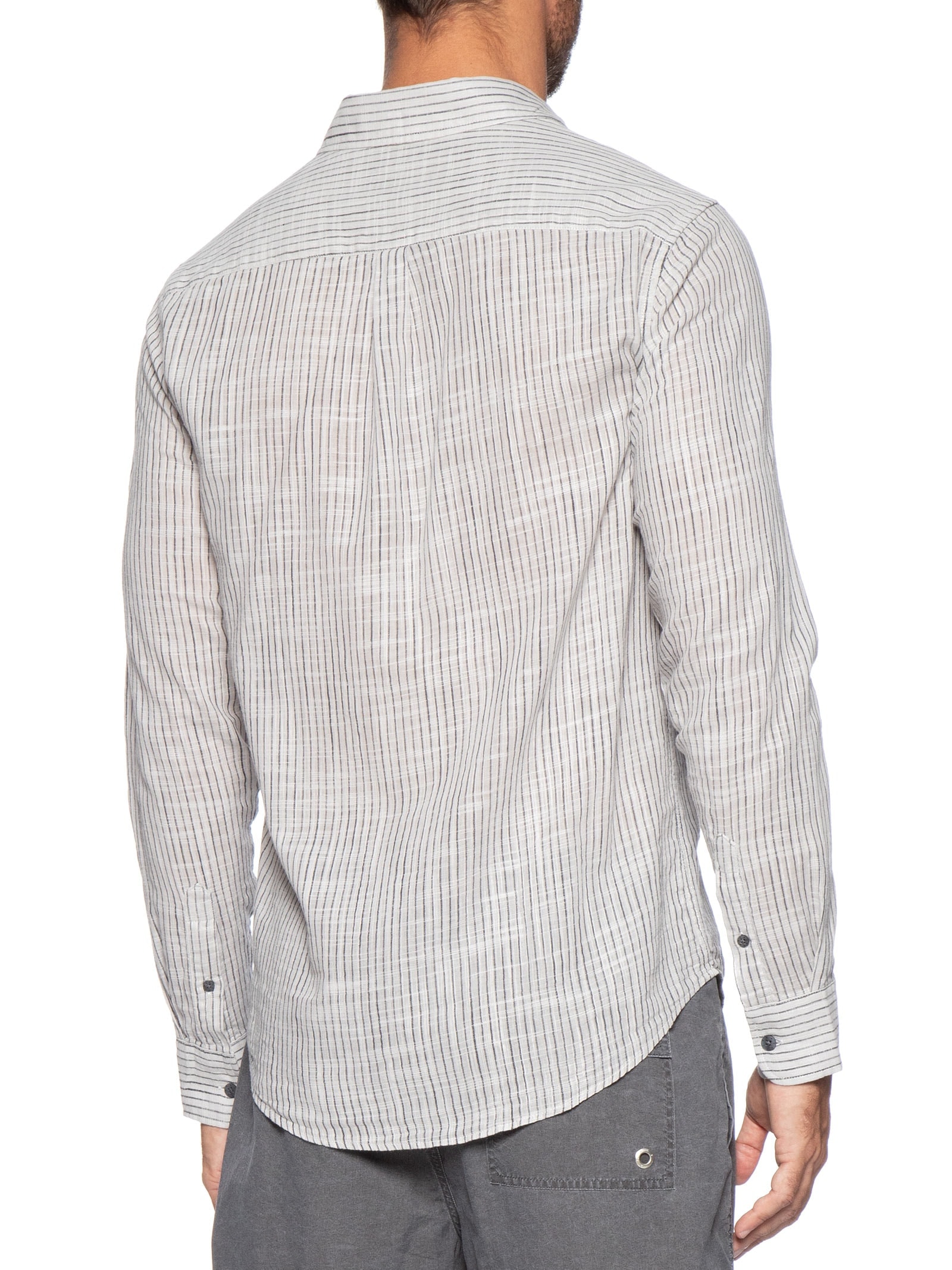 Camisa Masculina Manga Longa Listras James Cinza Reserva