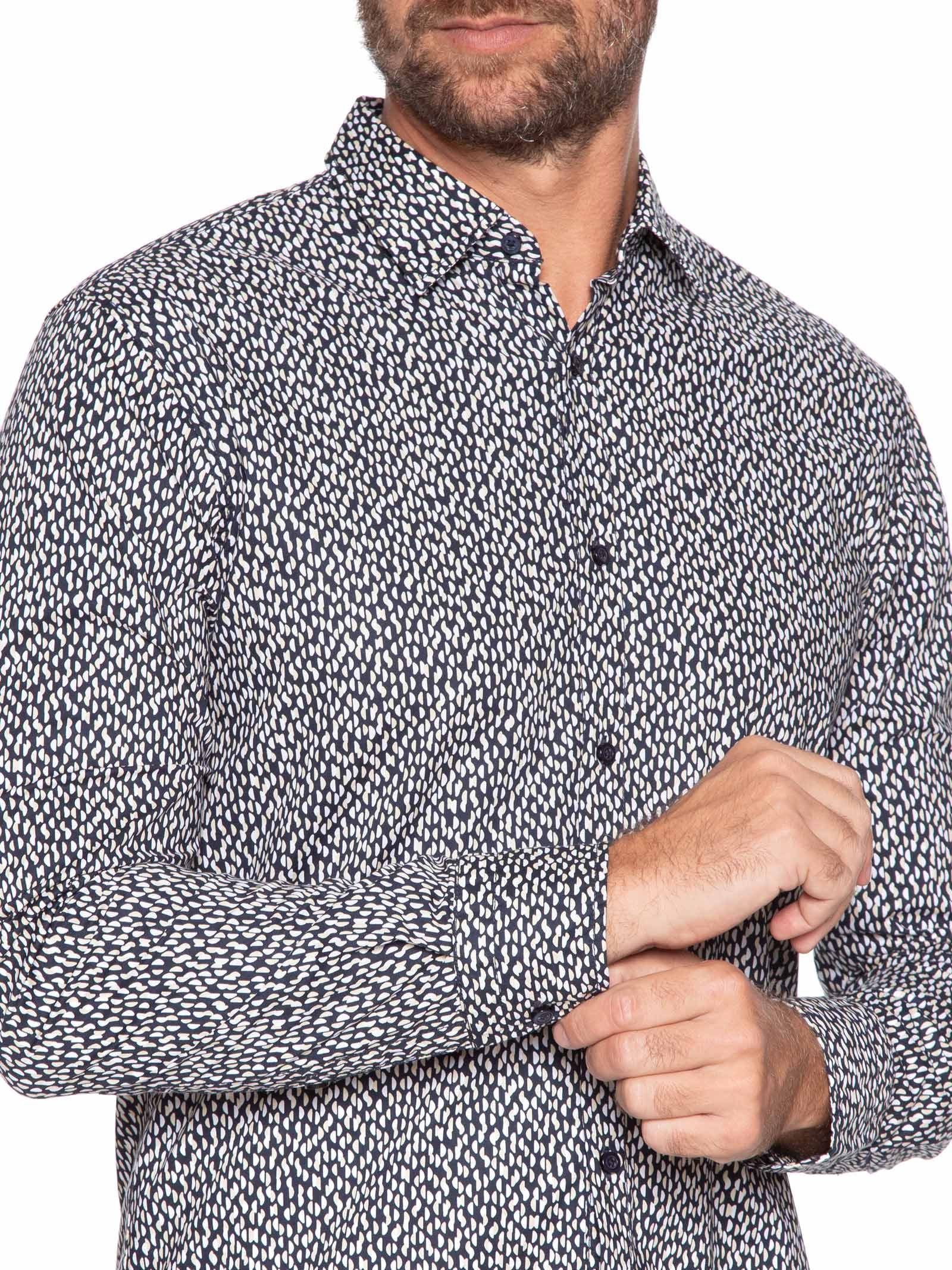 camisa Masculina Manga Longa Magneton Azul Boss