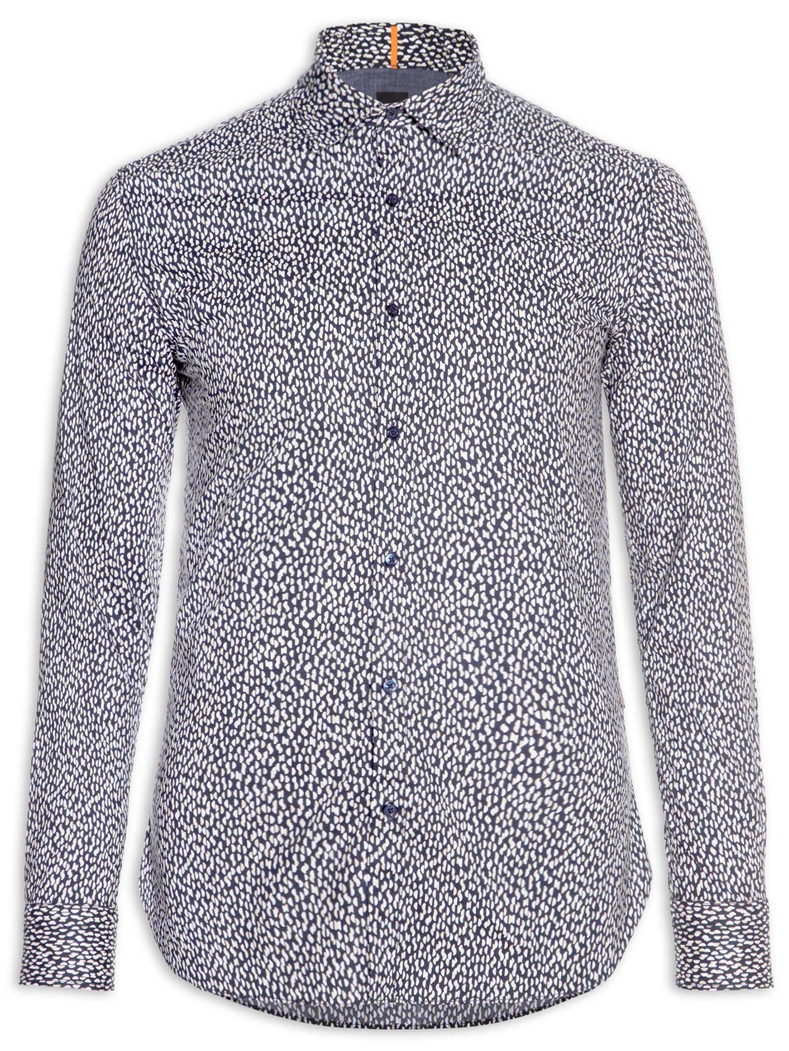 camisa Masculina Manga Longa Magneton Azul Boss