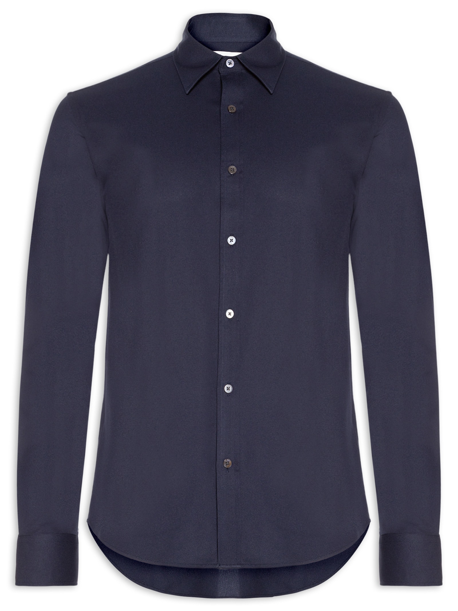 Camisa Masculina Manga Longa Maquinetada Azul Foxton