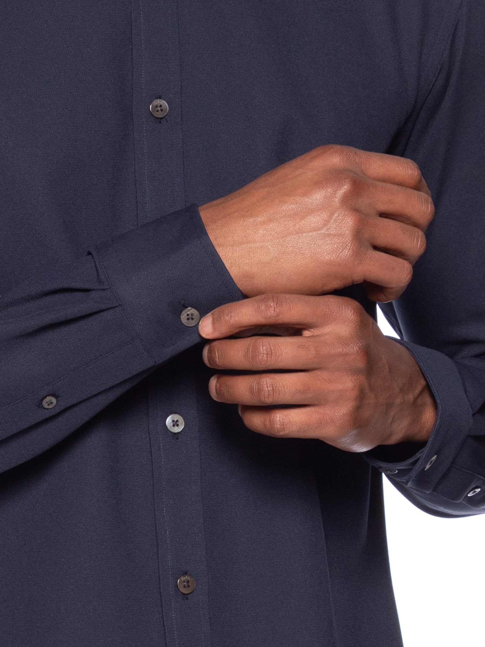 Camisa Masculina Manga Longa Maquinetada Azul Foxton