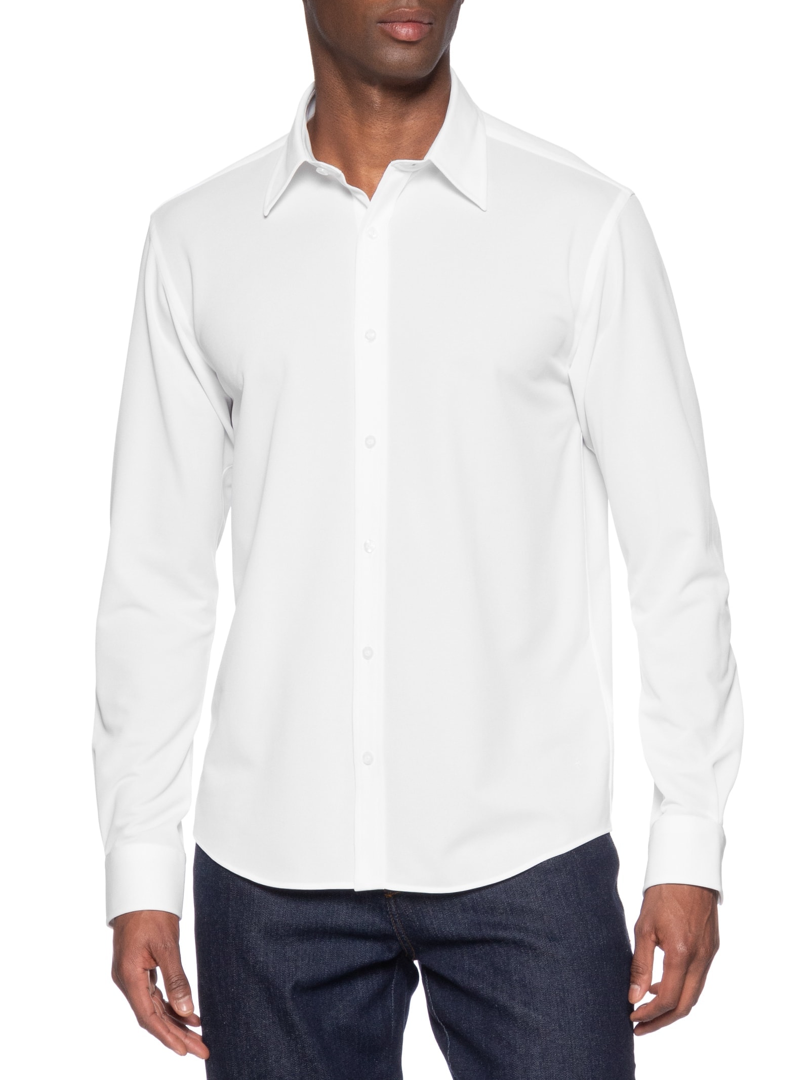 Camisa Masculina Manga Longa Maquinetada Branco Foxton