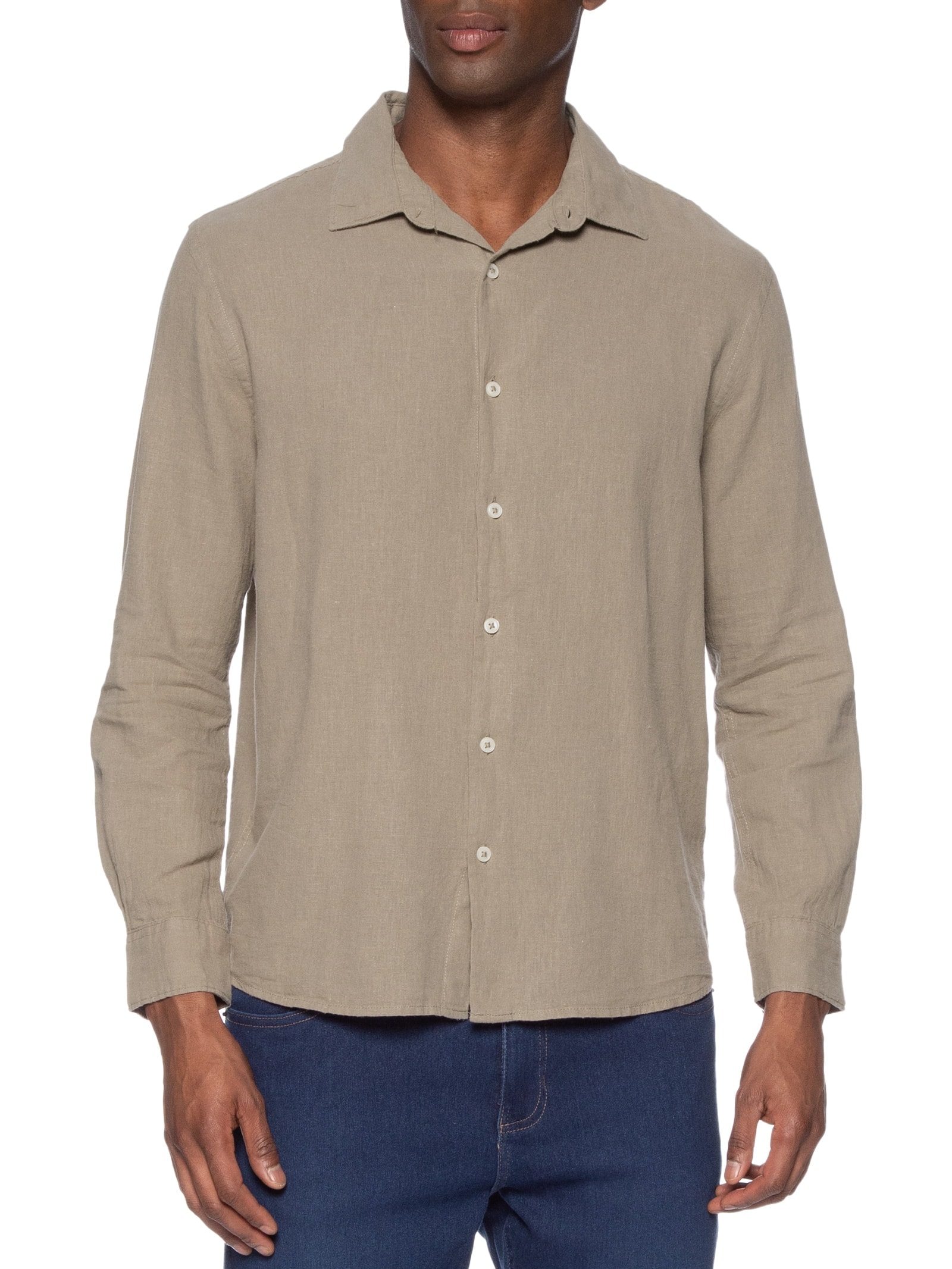 Camisa Masculina Manga Longa Marrom Hering