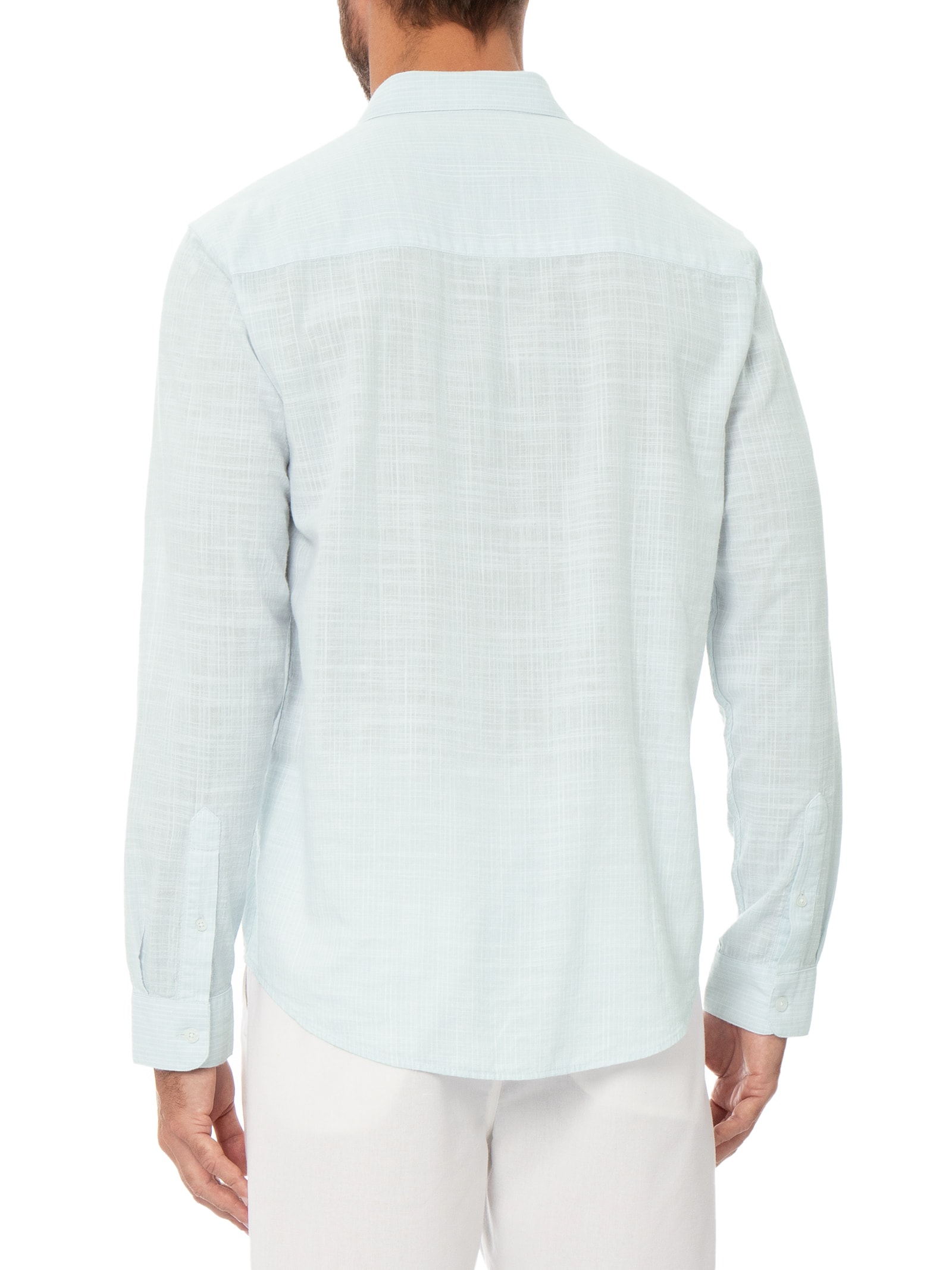 Camisa Masculina Manga Longa Mini Listra New – Azul Claro Foxton