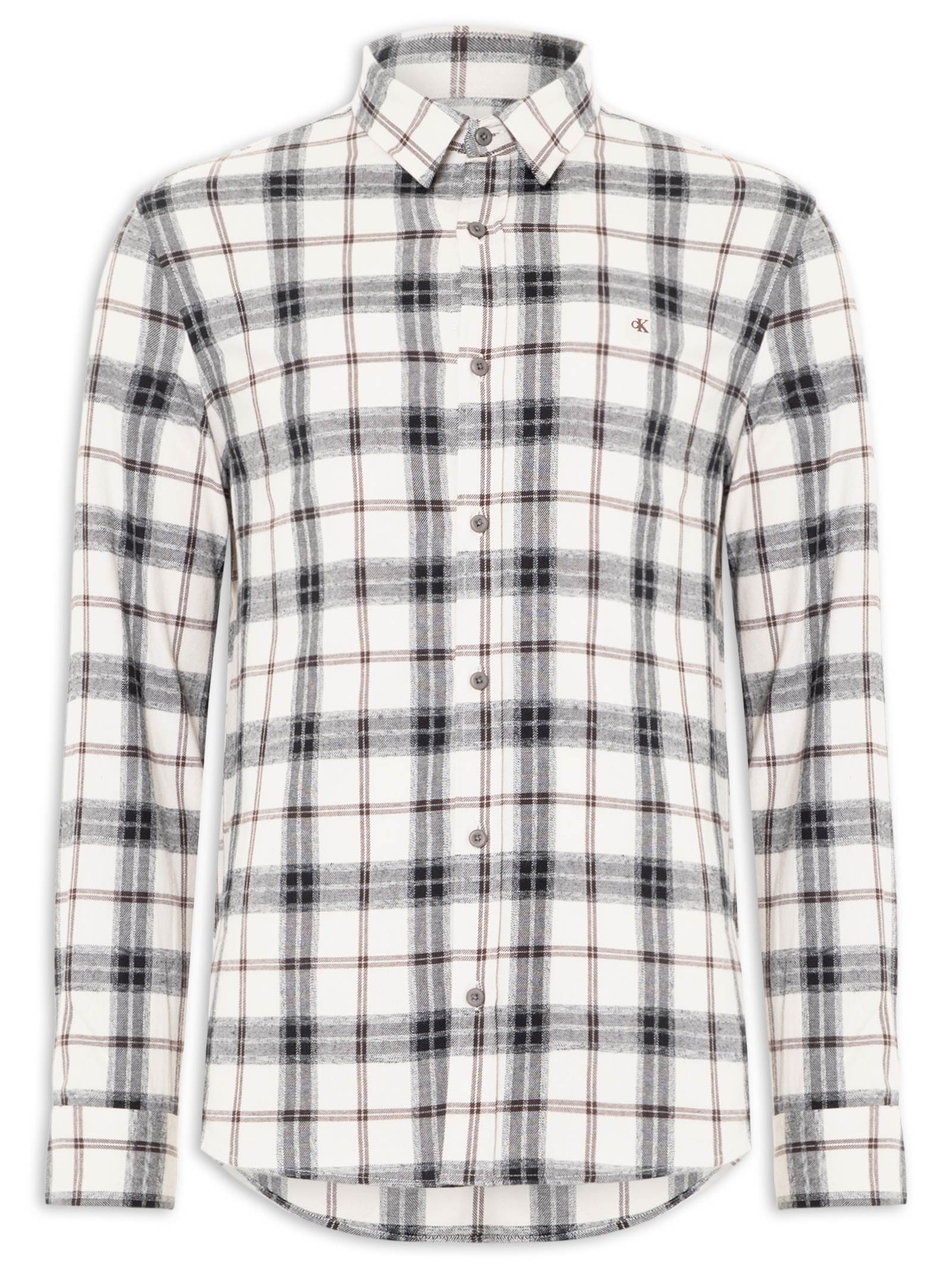 Camisa Masculina Manga Longa Overshirt Flanel Check Branco Calvin Klein Jeans
