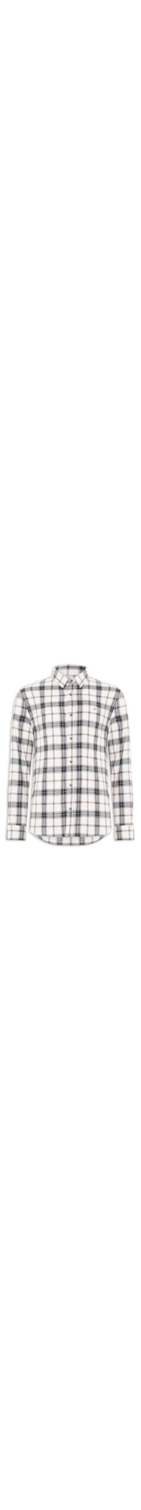 Camisa Masculina Manga Longa Overshirt Flanel Check - Branco