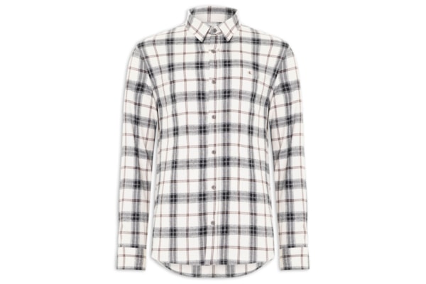 Camisa Masculina Manga Longa Overshirt Flanel Check - Branco