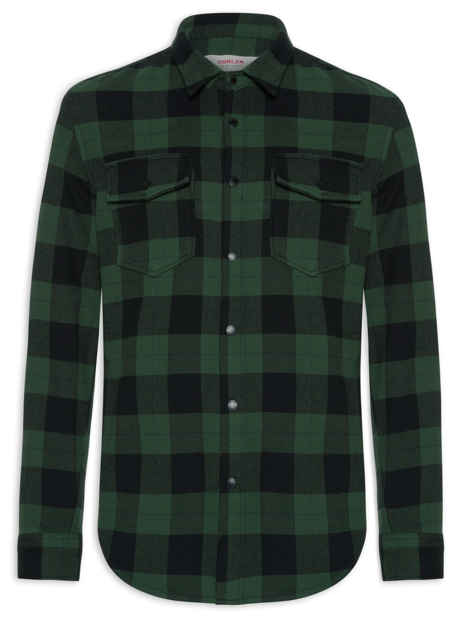 Camisa Masculina Manga Longa Overshirt Xadrez Preto Osklen