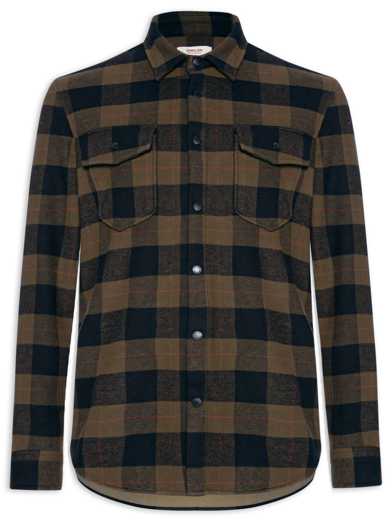 Camisa Masculina Manga Longa Overshirt Xadrez Preto Osklen