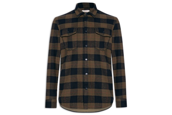 Camisa Masculina Manga Longa Overshirt Xadrez - Preto