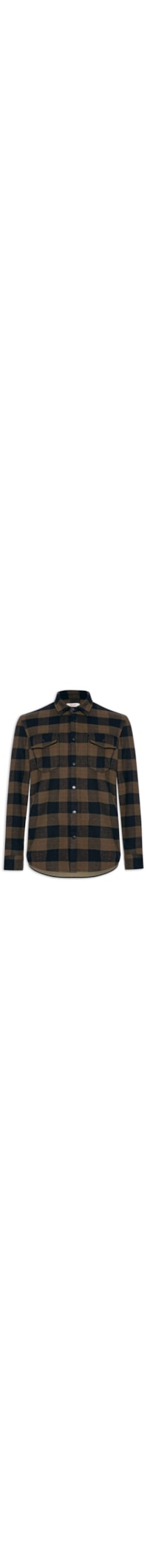 Camisa Masculina Manga Longa Overshirt Xadrez - Preto