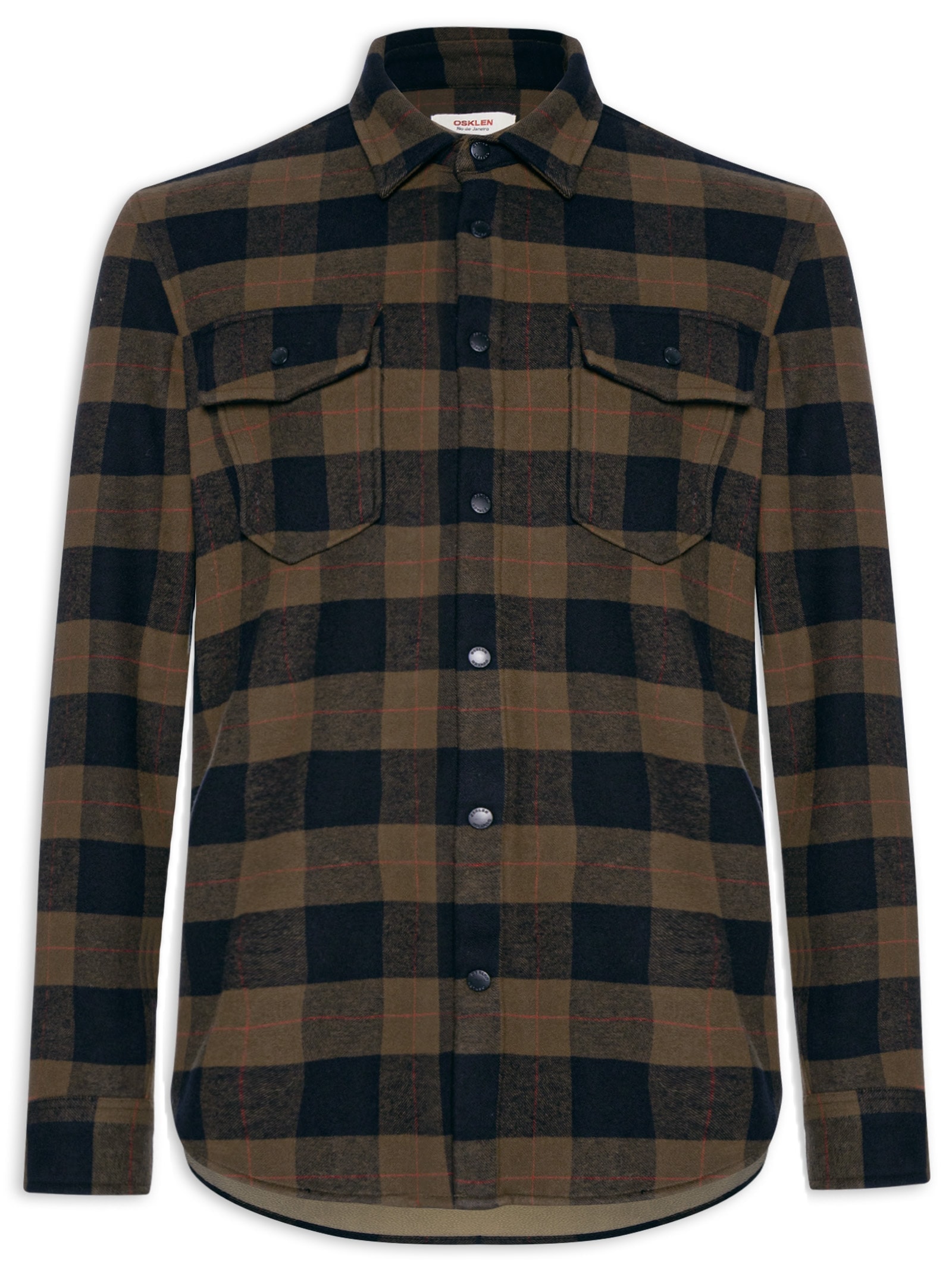 Camisa Masculina Manga Longa Overshirt Xadrez Preto Osklen