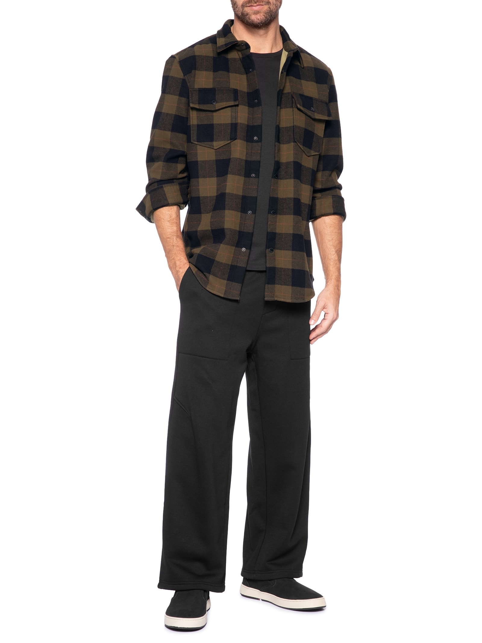 Camisa Masculina Manga Longa Overshirt Xadrez Preto Osklen