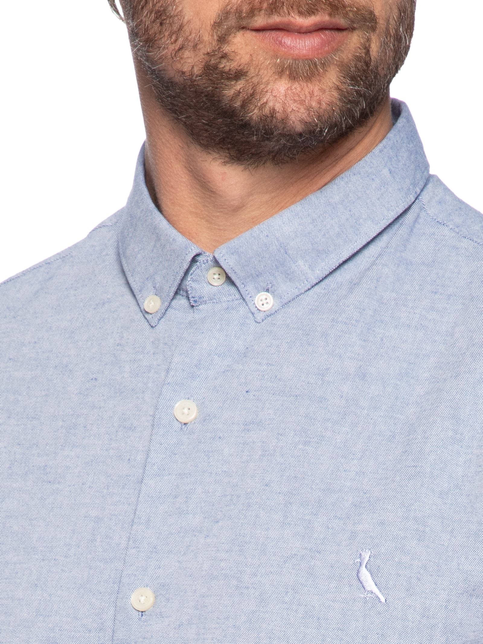 Camisa Masculina Manga Longa Oxford Color Azul Reserva