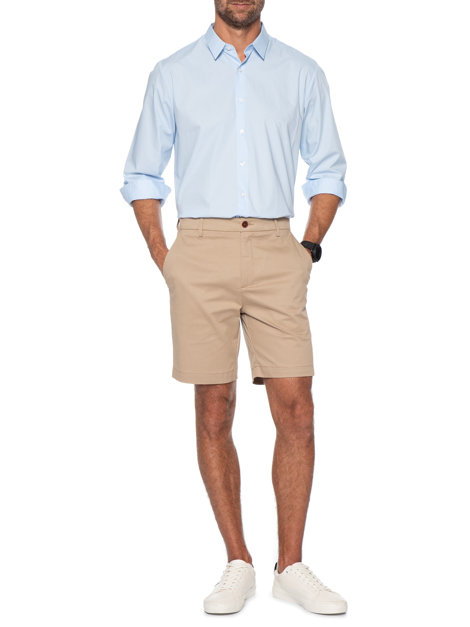 Camisa Masculina Manga Longa Paper Azul Oficina Reserva