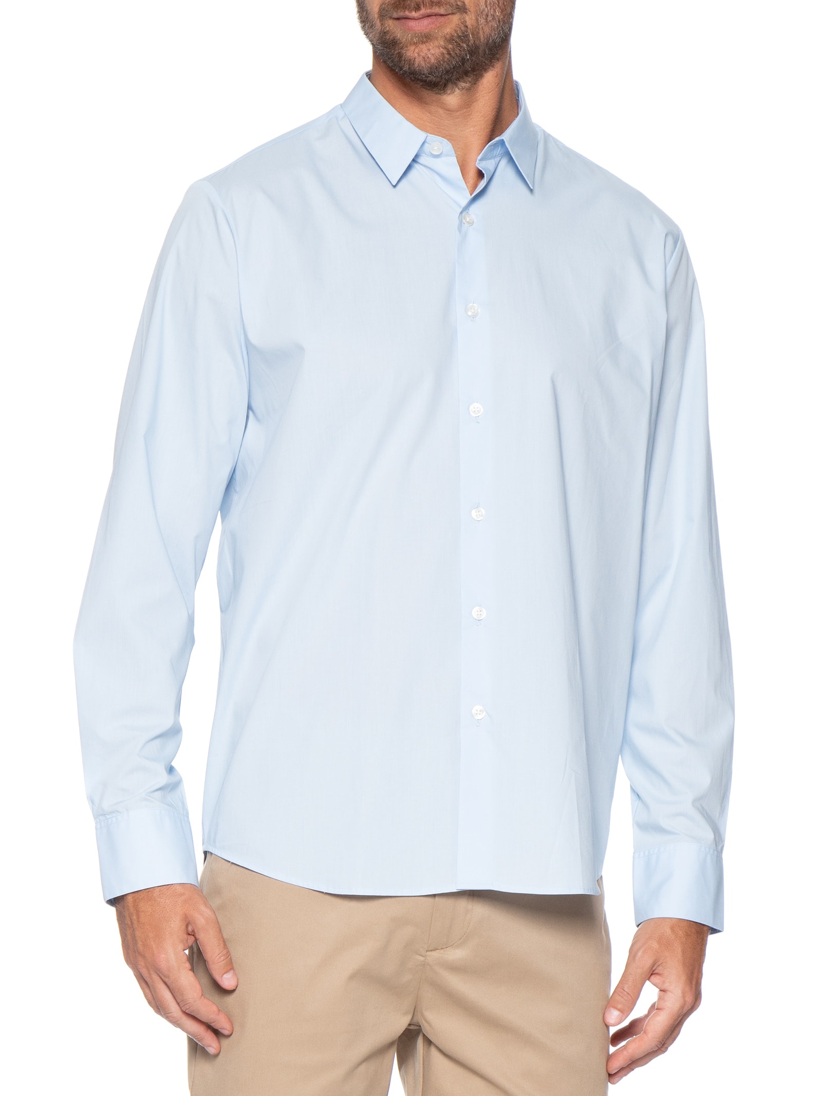 Camisa Masculina Manga Longa Paper Azul Oficina Reserva