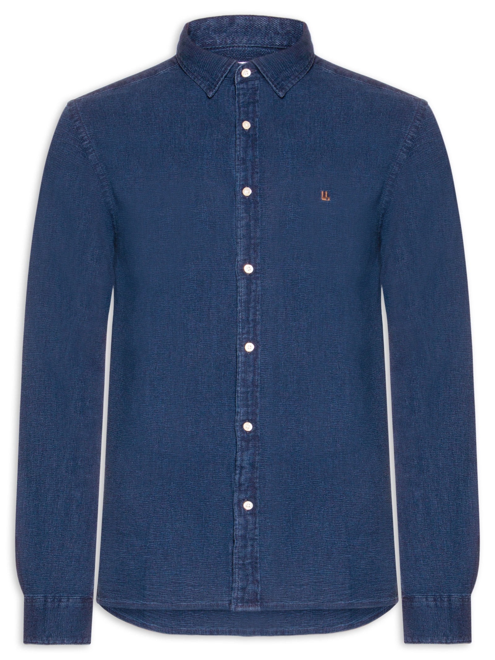 Camisa Masculina Manga Longa Piquet Indigo Azul Foxton