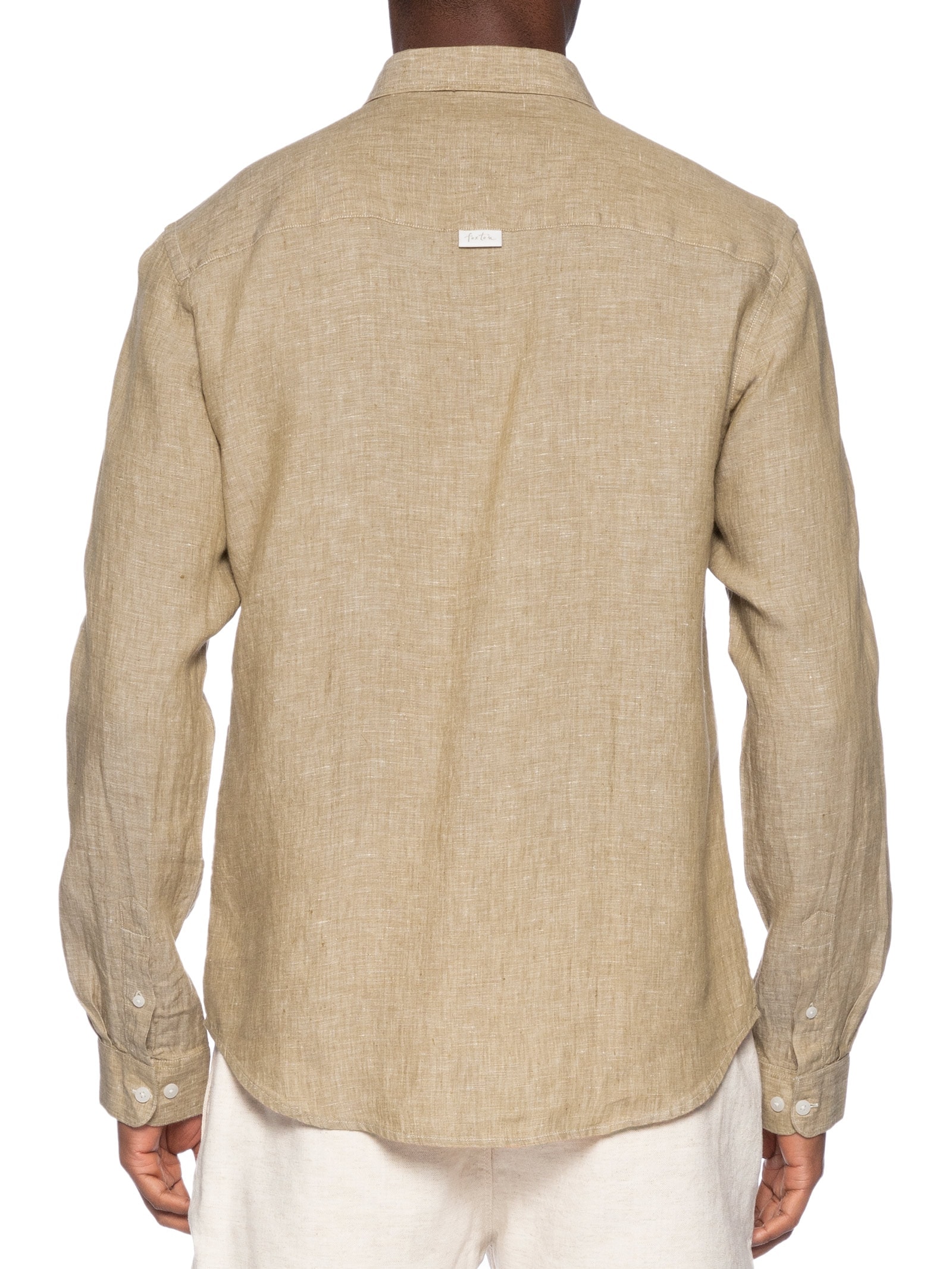 Camisa Masculina Manga Longa Puro Linho Estival Bege Foxton