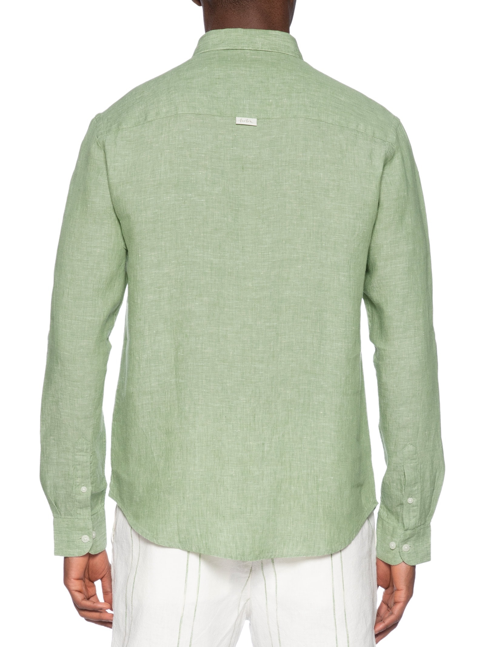 Camisa Masculina Manga Longa Puro Linho Estival Verde Foxton