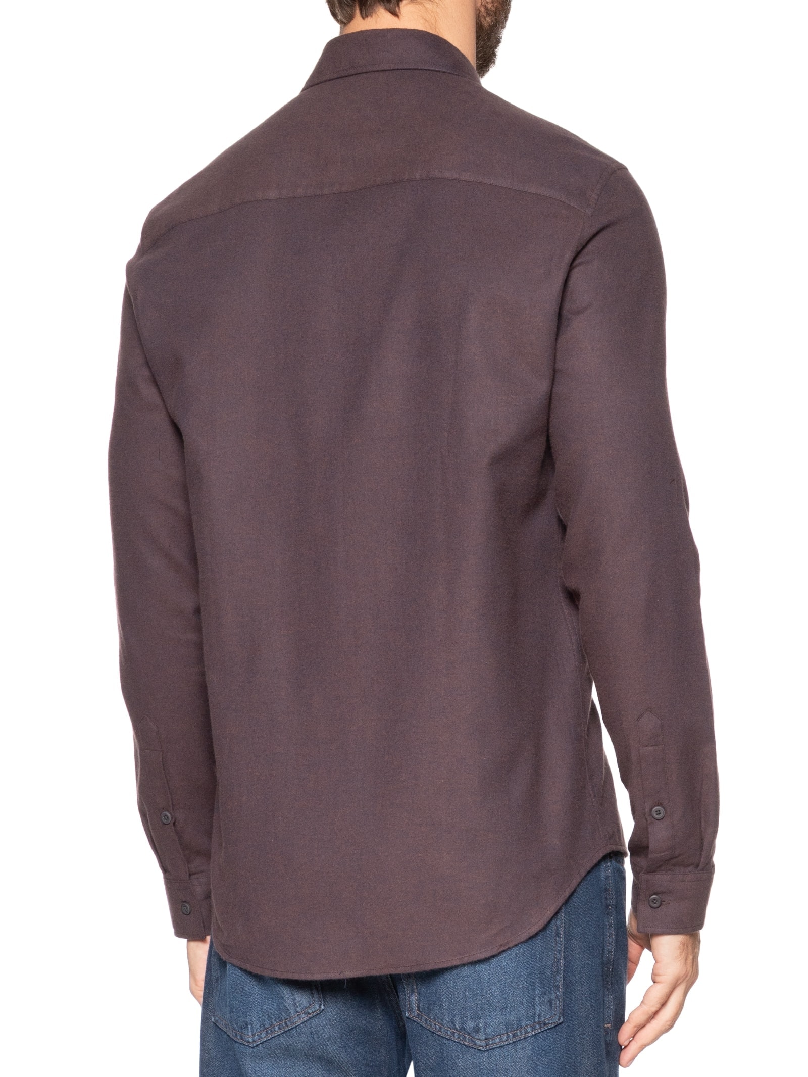 Camisa Masculina Manga Longa Regular Flanela Bolso Marrom Calvin Klein Jeans