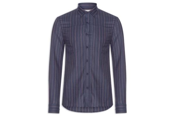 Camisa Masculina Manga Longa Regular Oxfordine - Azul