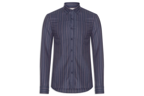 Camisa Masculina Manga Longa Regular Oxfordine - Azul