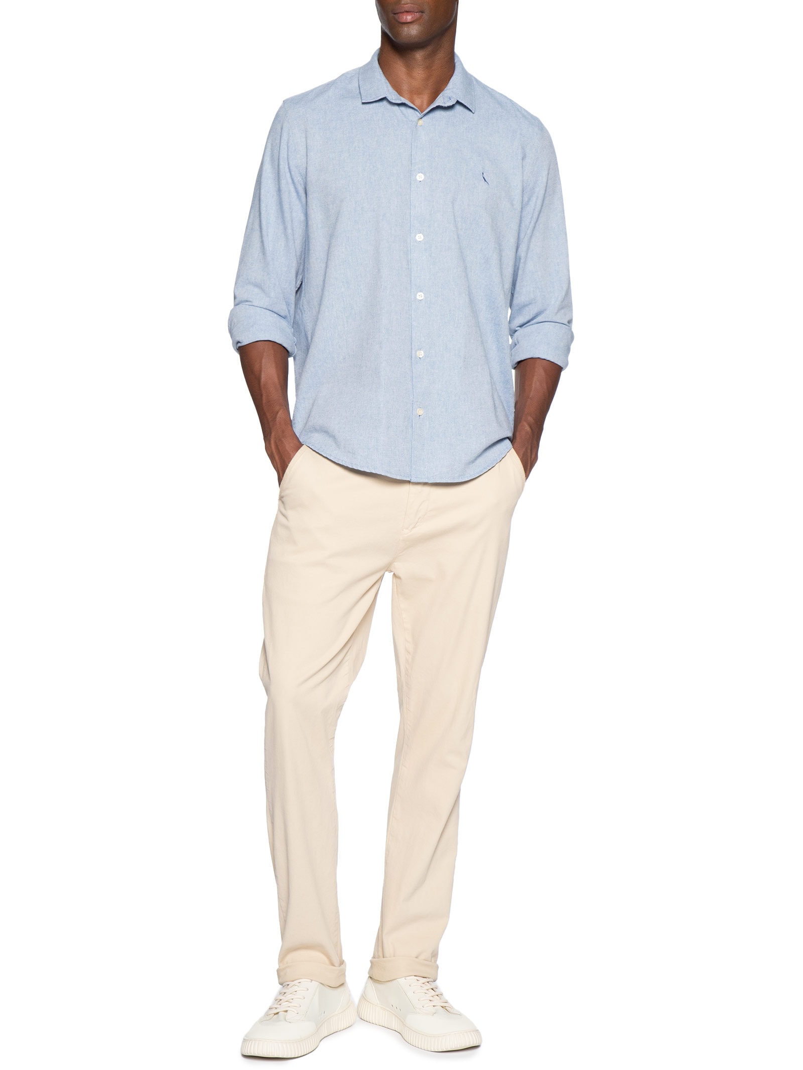 Camisa Masculina Manga Longa Ricardo Azul Reserva