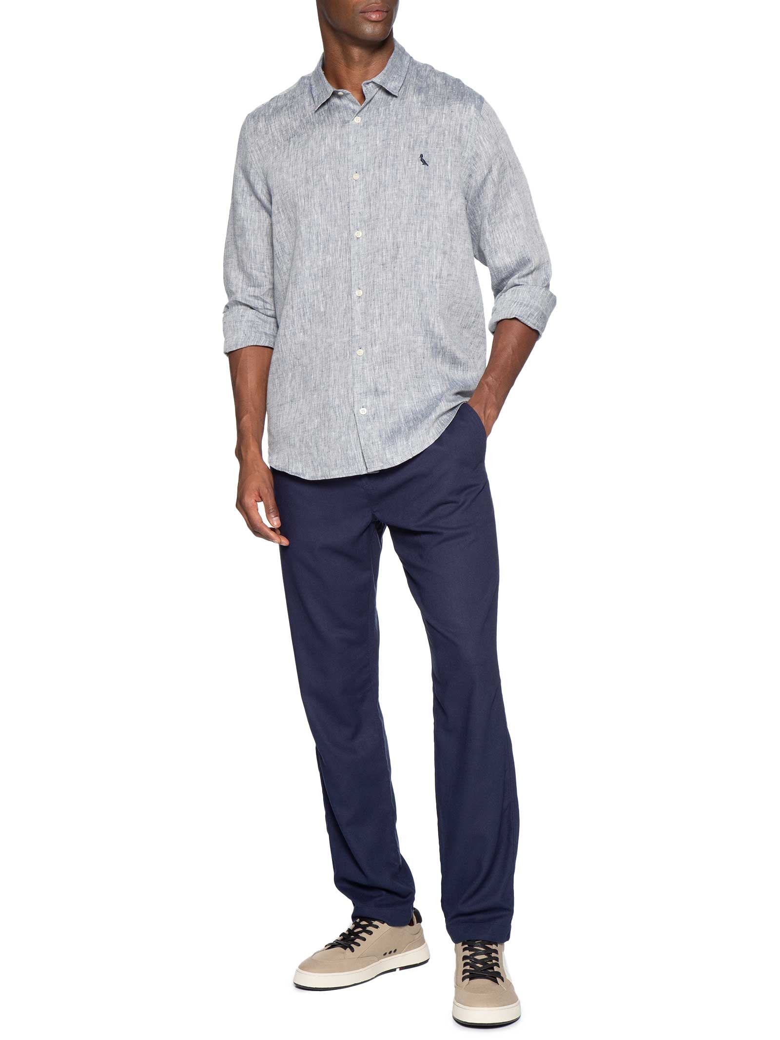 Camisa Masculina Manga Longa Rogerio Azul Reserva