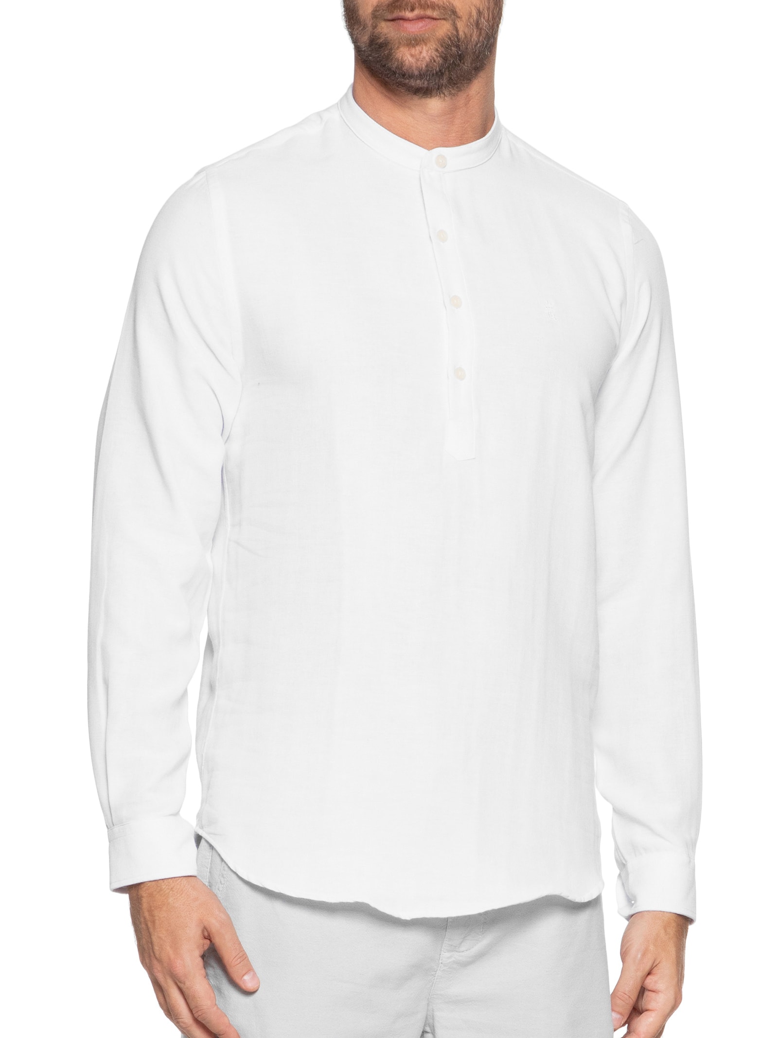 Camisa Masculina Manga Longa Santorini Branco  Sergio K