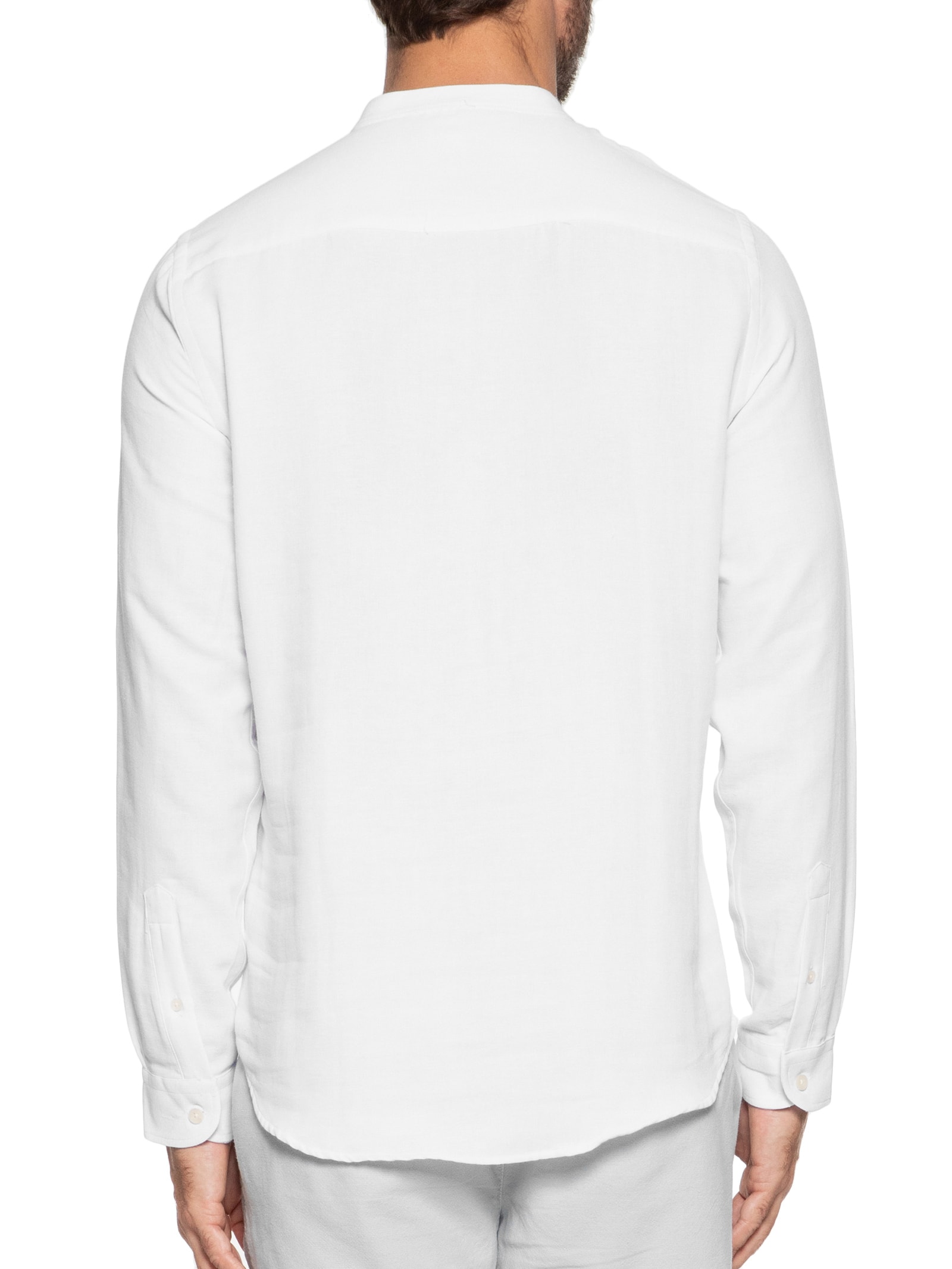 Camisa Masculina Manga Longa Santorini Branco  Sergio K